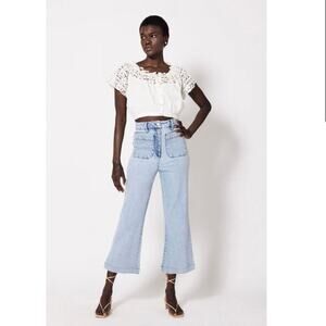 Cleobella Hunter Jean in Light Denim size Small Wide Leg Cropped Stretch denim